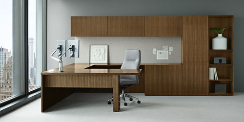 Schreibtisch für Open Space - CREDENTIALS - Gunlocke - modern / Holzfurnier / mit Stauraum