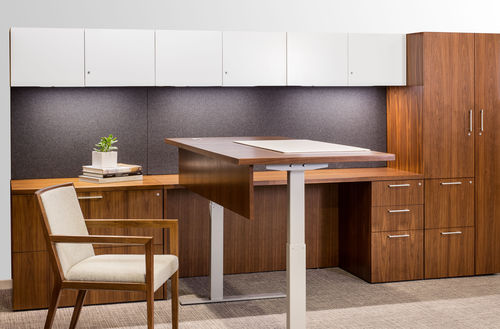 Schreibtisch für Open Space - Gunlocke - modern / Holzfurnier / Laminat