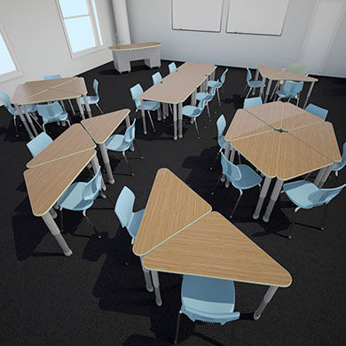 Moderner Unterrichtstisch - INTERCHANGE™ WING  - smith system - Metall / Laminat / dreieckig
