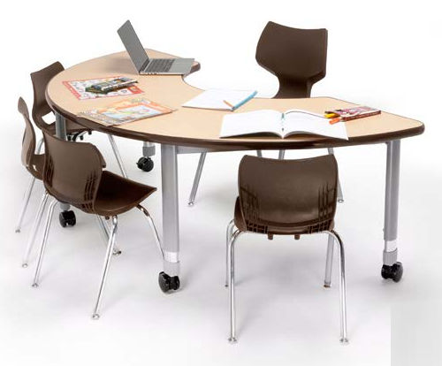 Moderner Arbeitstisch - INTERCHANGE HALF MOON - smith system - Laminat / Halbmond / mit Rollen