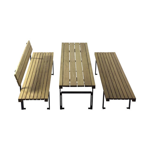 Moderner Picknicktisch - LINEA TAVOLO - GUYON - Metall / Tropenholz / Gestell aus Metall