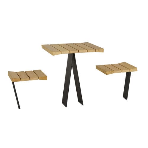 Moderne Tisch- und Stuhlkombination - ZETA  - GUYON - für Außenbereich / Holz / Metall
