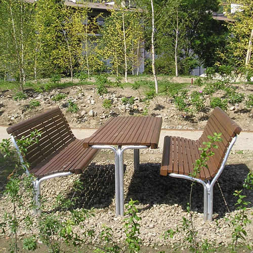 Klassischer Picknicktisch - 324 T - GUYON - Metall / Holz / Gestell aus Metall
