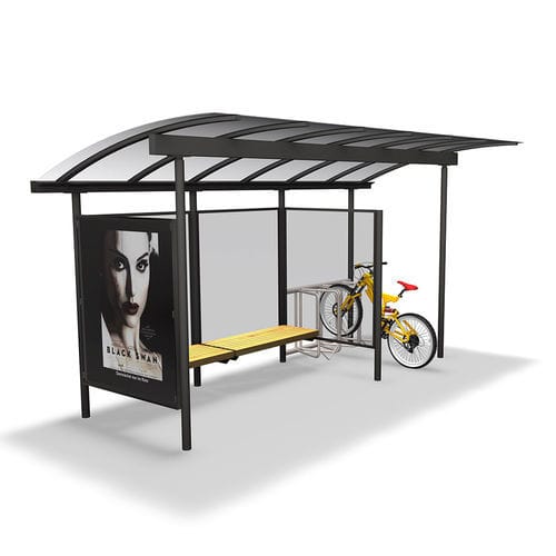 Metall-Buswartehalle - COMBI - GUYON - Tropenholz / Polycarbonat / Acryl