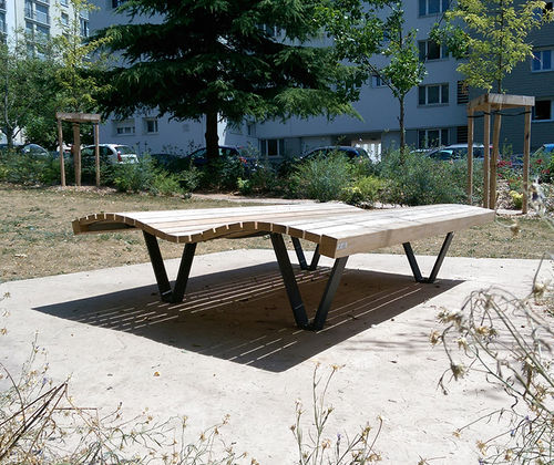 Moderne Sonnenliege - LINEA - GUYON - Holz / Polyester / Metall