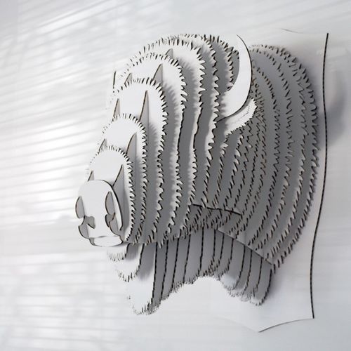 Karton-Skulptur - BILLY BISON HEAD  - cardboard safari - Wand
