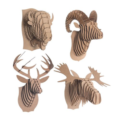 Karton-Skulptur - NORTH AMERICAN ANIMALS SET - cardboard safari - Wand