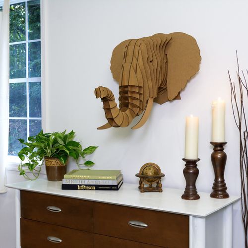 Karton-Skulptur - EYAN ELEPHANT HEAD - cardboard safari - Wand