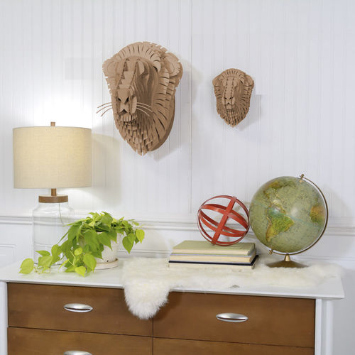 Karton-Skulptur - LEON LION HEAD - cardboard safari - Wand