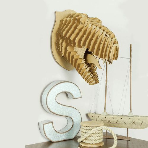 Karton-Skulptur - REX T-REX HEAD - cardboard safari - Wand