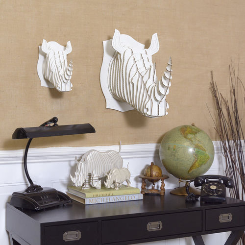 Karton-Skulptur - ROBBIE RHINO HEAD - cardboard safari - Wand