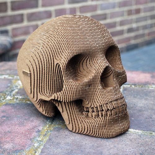Karton-Skulptur - VINCE HUMAN SKULL - cardboard safari - für Außenbereich
