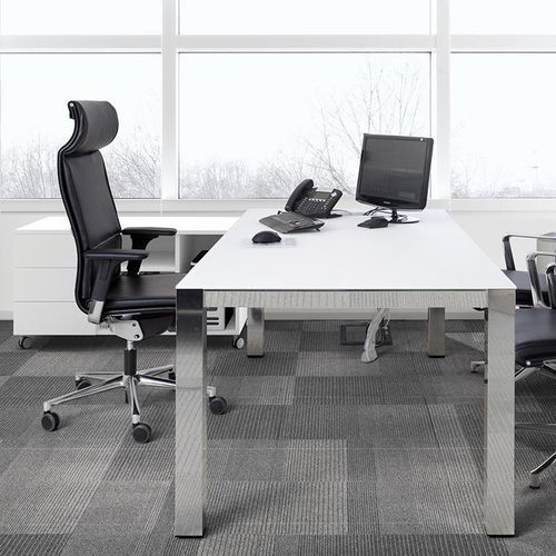 Moderner Chefsessel - UNA PLUS - ICF - Leder / Stoff / Aluminium