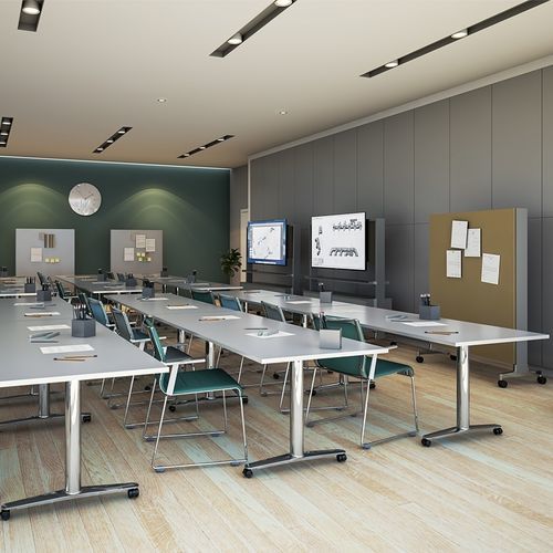 Selbsttragende Bürotrennwand - QADRO - ICF - Stoff / Metall / Schutz