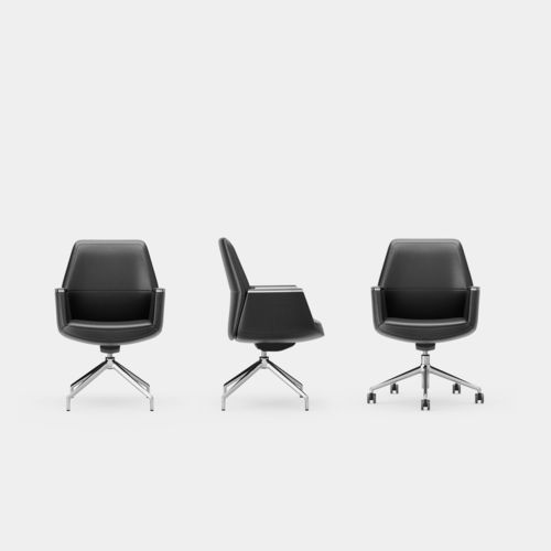 Moderner Bürostuhl - MUSA - ICF - für den Innenraum / Leder / Gestell aus Aluminium