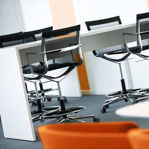 Netz-Arbeitsstuhl - UNA - ICF - Aluminium / mit Rollen / mit Sterngestell