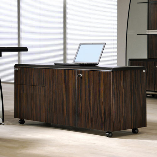 Niedriger Aktenschrank - FLUTE - ora acciaio - Laminat / Mahagoni / mit Flügeltür