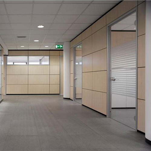Festinstallierte Trennwand - SOLID  - ora acciaio - mit Glasfront / Holz / für professionellen Einsatz