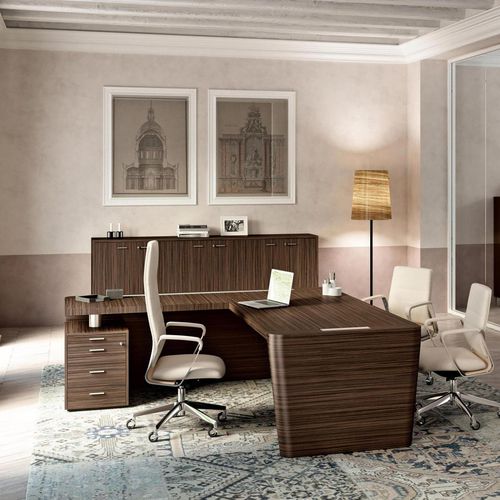 Chefschreibtisch - X10  - Quadrifoglio Sistemi d'Arredo - bodenstehend / modern / Holzfurnier