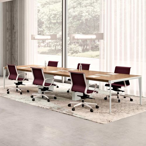 Moderner Besprechungstisch - X9   - Quadrifoglio Sistemi d'Arredo - Holz / Metall / Leder