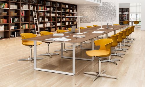 Moderner Besprechungstisch - X7   - Quadrifoglio Sistemi d'Arredo - Holz / Metall / Glas