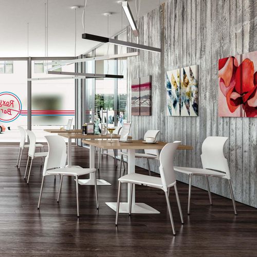 Moderner Bistrotisch - T02 - Quadrifoglio Sistemi d'Arredo - melaminbeschichtet / Gestell aus gestrichenem Metall / quadratisch
