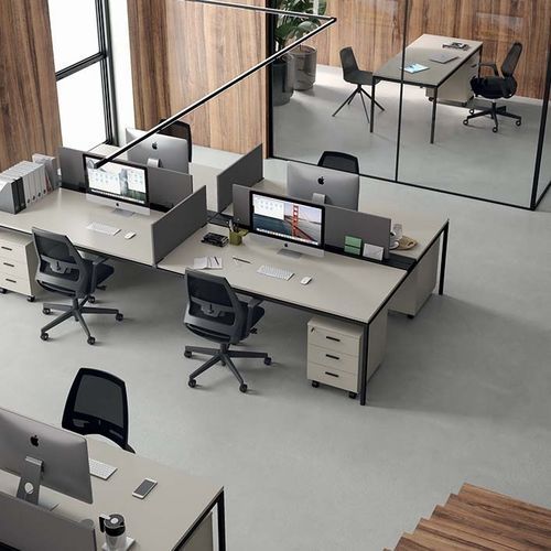 Schreibtisch für Open Space - X1 - Quadrifoglio Sistemi d'Arredo - bodenstehend / minimalistisches Design / melaminbeschichtet