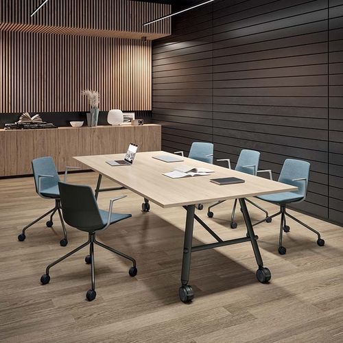 Moderner Besprechungstisch - SERENITY - Quadrifoglio Sistemi d'Arredo - Holz / melaminbeschichtet / Gestell aus Metall