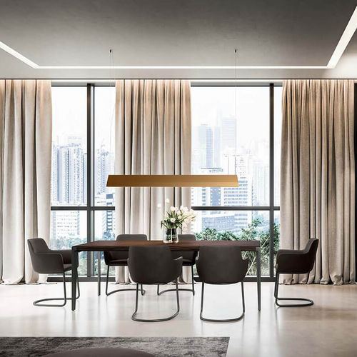Moderner Esstisch - NINE - Quadrifoglio Sistemi d'Arredo - amerikanischer Nussbaum / Ulme / Ebenholz