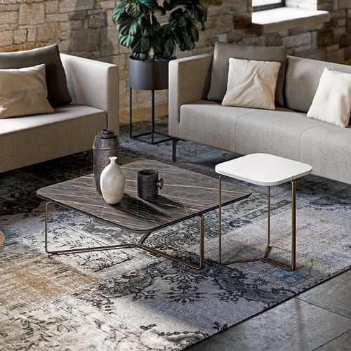 Moderner Beistelltisch - MONTREAL - Quadrifoglio Sistemi d'Arredo - Feinsteinzeug / melaminbeschichtet / Gestell aus Metall