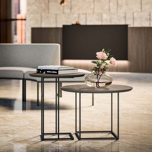 Beistelltisch / minimalistisches Design - MIAMI - Quadrifoglio Sistemi d'Arredo - lackiertes Holz / Feinsteinzeug / melaminbeschichtet