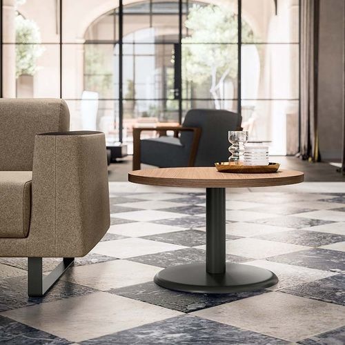 Moderner Bistrotisch - T01  Side tabl - Quadrifoglio Sistemi d'Arredo - melaminbeschichtet / Gestell aus gestrichenem Metall / rund