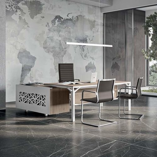 Moderner Besprechungstisch - X8   - Quadrifoglio Sistemi d'Arredo - melaminbeschichtet / Gestell aus Metall / rechteckig