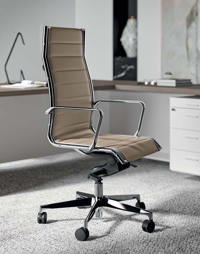 Moderner Chefsessel - DEKORA   - Quadrifoglio Sistemi d'Arredo - Leder / Maschen / Aluminium