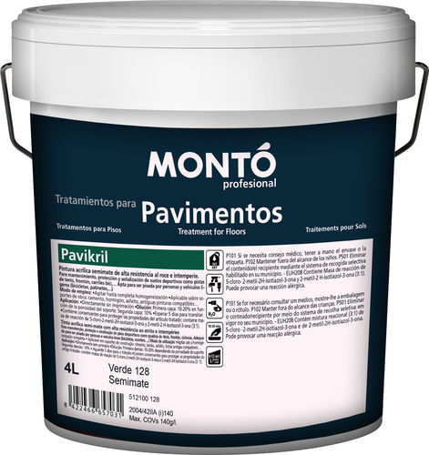 Schutzfarbe - PAVIKRIL - PINTURAS MONTO - für den Innenraum / für Außenbereich / für Sportplätze