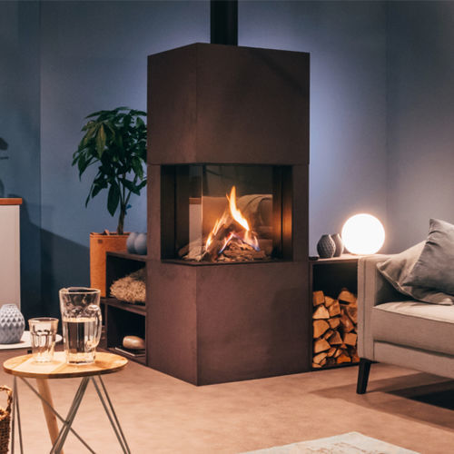 Geschlossene Feuerstelle / Gas - MATRIX 450-650 II - Faber - Ecken / Stahl / Glas