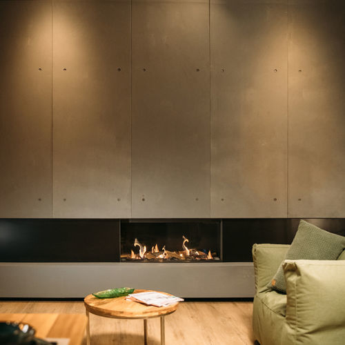 Geschlossene Feuerstelle / Gas - MATRIX LINEAR 1050-400 I - Faber - mit 1 Sichtseite / Stahl / Glas