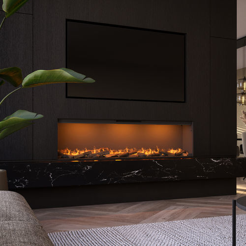 Elektrische Geschlossene Feuerstelle - e-SliM Linear 1700-450 I - Faber - mit 1 Sichtseite / Metall / Glas