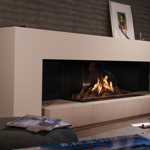 Geschlossene Feuerstelle / Gas - MATRIX 1050-500 III - Faber - mit 3 Sichtseiten / Stahl / Glas