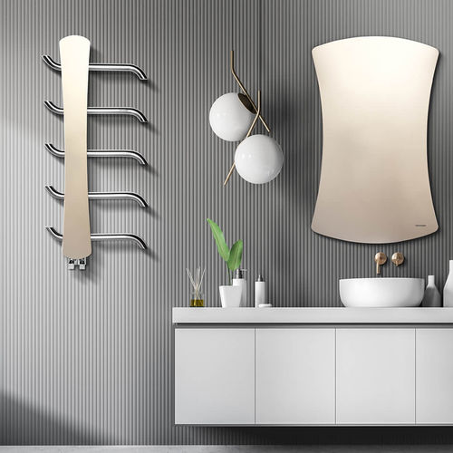 Wandmontierter Spiegel für Badezimmer - Charm  - HAMMAM DESIGN RADIATOR - modern / gebogen / Edelstahl
