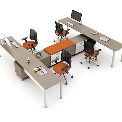 Schreibtisch für Open Space - MY ZONE (STUDIO) - Office Furniture Group - modern / Holz / mit Stauraum