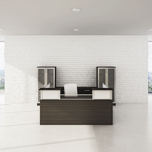 Empfangstheke für Eckeinbau - MODERN + PANELX - Office Furniture Group - modular / Glas / Laminat