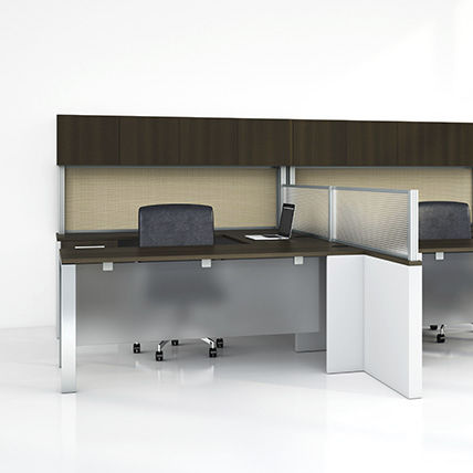 Bodenstehende Bürotrennwand - EXTEND SERIES - Office Furniture Group - Tisch / Glas / Laminat