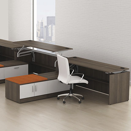 Schreibtisch für Open Space - SWIFT LIFT - Office Furniture Group - modern / Stahl / Laminat