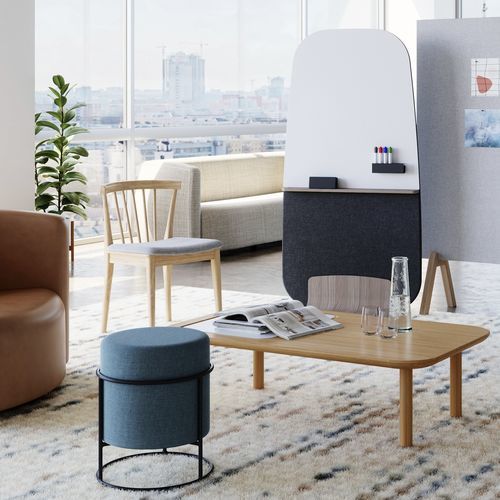 Bodenstehende Bürotrennwand - PARADOLIA® - KIMBALL Office - Tisch / Stoff / Holz