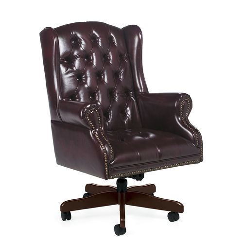 Klassischer Chefsessel - GLOBAL totaloffice - Leder / Holz / mit hoher Rückenlehne