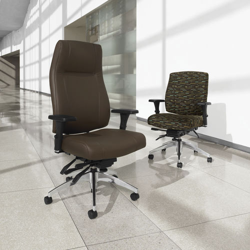 Moderner Chefsessel - TRIUMPH® - GLOBAL totaloffice - Leder / Stoff / poliertes Aluminium