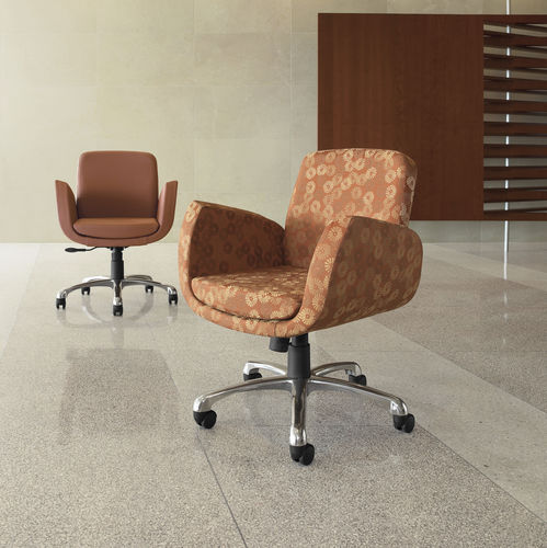 Moderner Bürosessel - KATE™ - GLOBAL totaloffice - Leder / Stoff / poliertes Aluminium