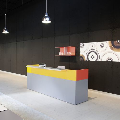 Empfangstheke für Eckeinbau - PHILO - ALEA - modular / Laminat / Aluminium