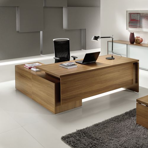 Chefschreibtisch - ODEON - ALEA - modern / Holzfurnier / Aluminium